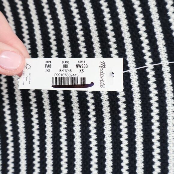 NWT Madewell Striped Curved Long-Sleeve Tee Jet Black and White Stripe Size XS - Picture 11 of 11